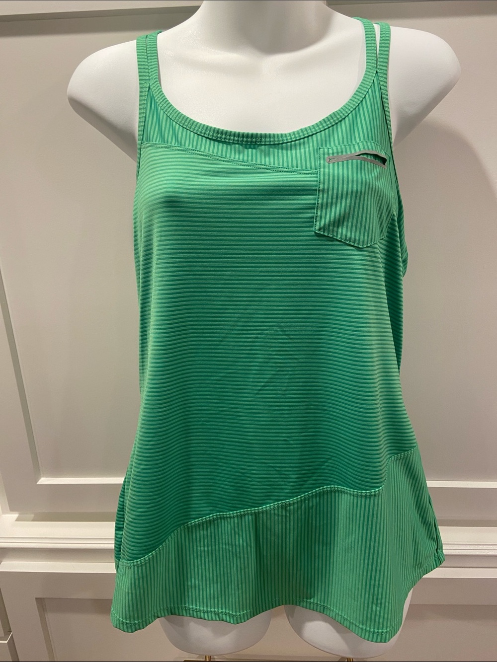 Athleta Mint Green Striped Scoop Tank with Pocket